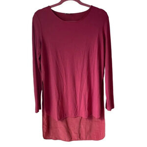 COS raspberry pink silk back long sleeve top ‎ S